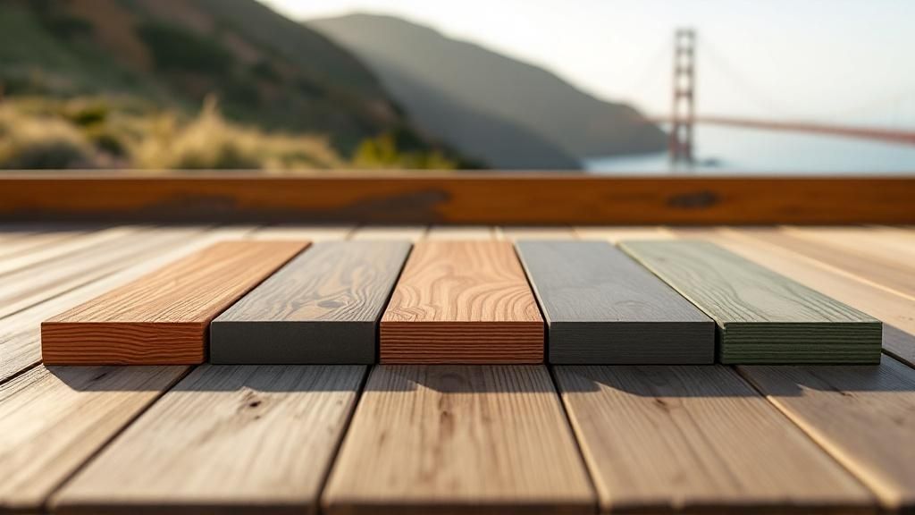 Cedar deck board sample close up