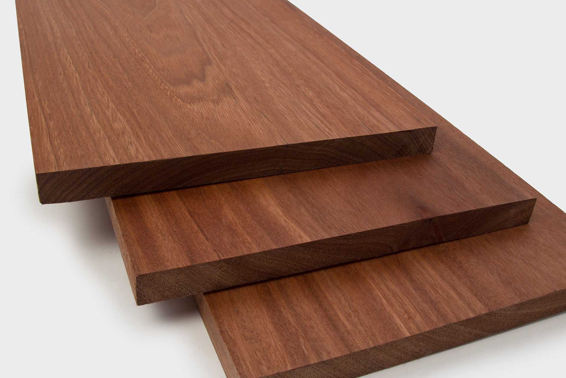 Mahogany deck board sample close up